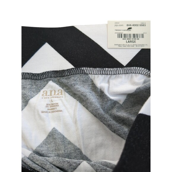 A.N.A  Knit Stretch Chevron Long Pencil Slit Skirt Black & White Large - Picture 7 of 11
